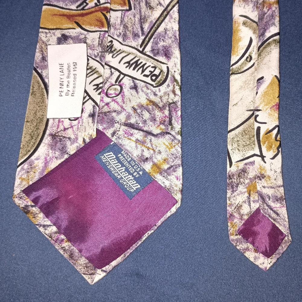 Mens Vintage 1991 Beatles Penny Lane 100% Silk Necktie Made in USA